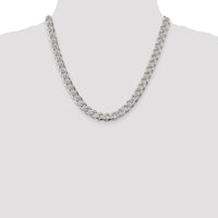 Sterling Silver 9.3mm Pavé Curb Chain Necklace - 20 inches by Lumare Gioia