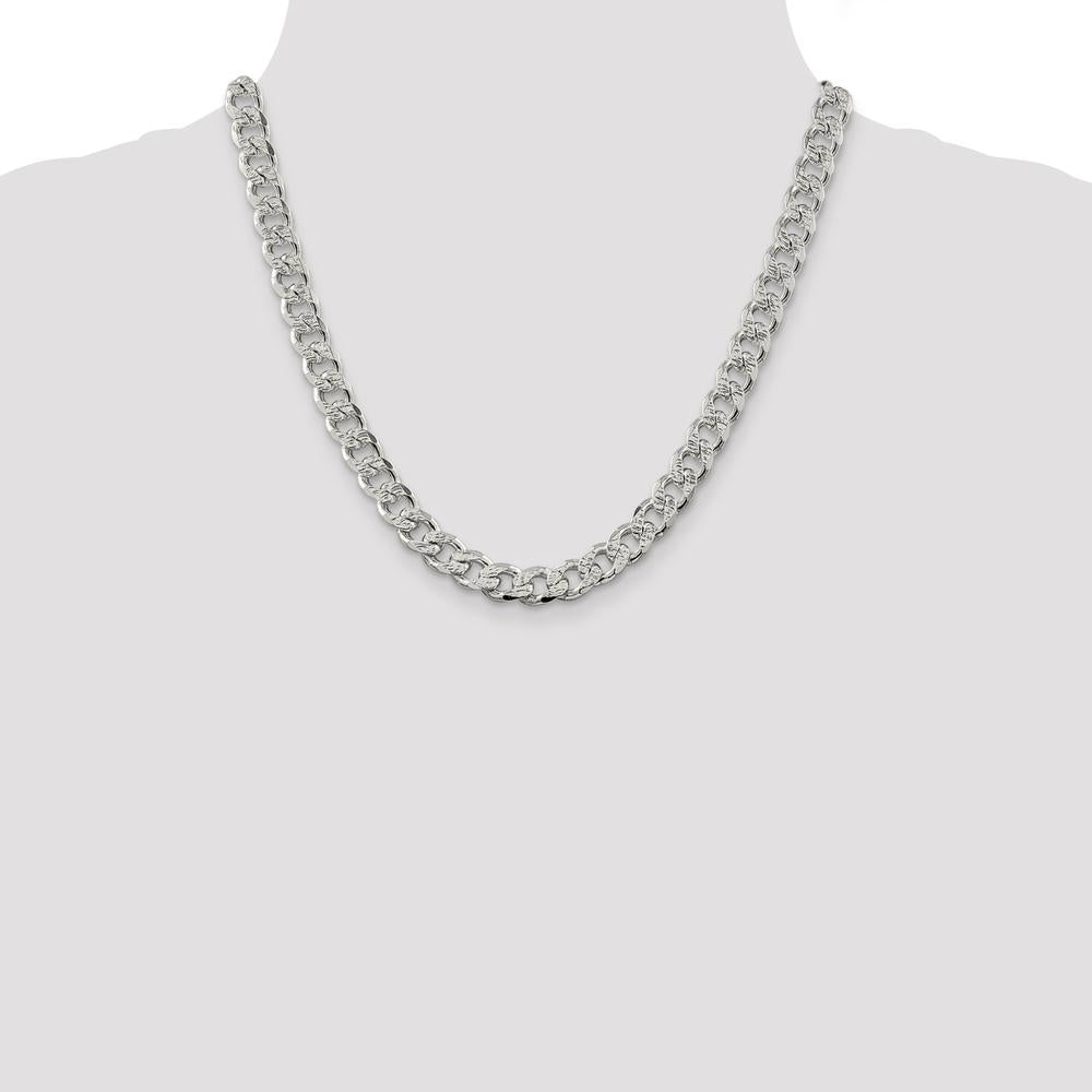 Sterling Silver 9.3mm Pavé Curb Chain Necklace - 20 inches by Lumare Gioia