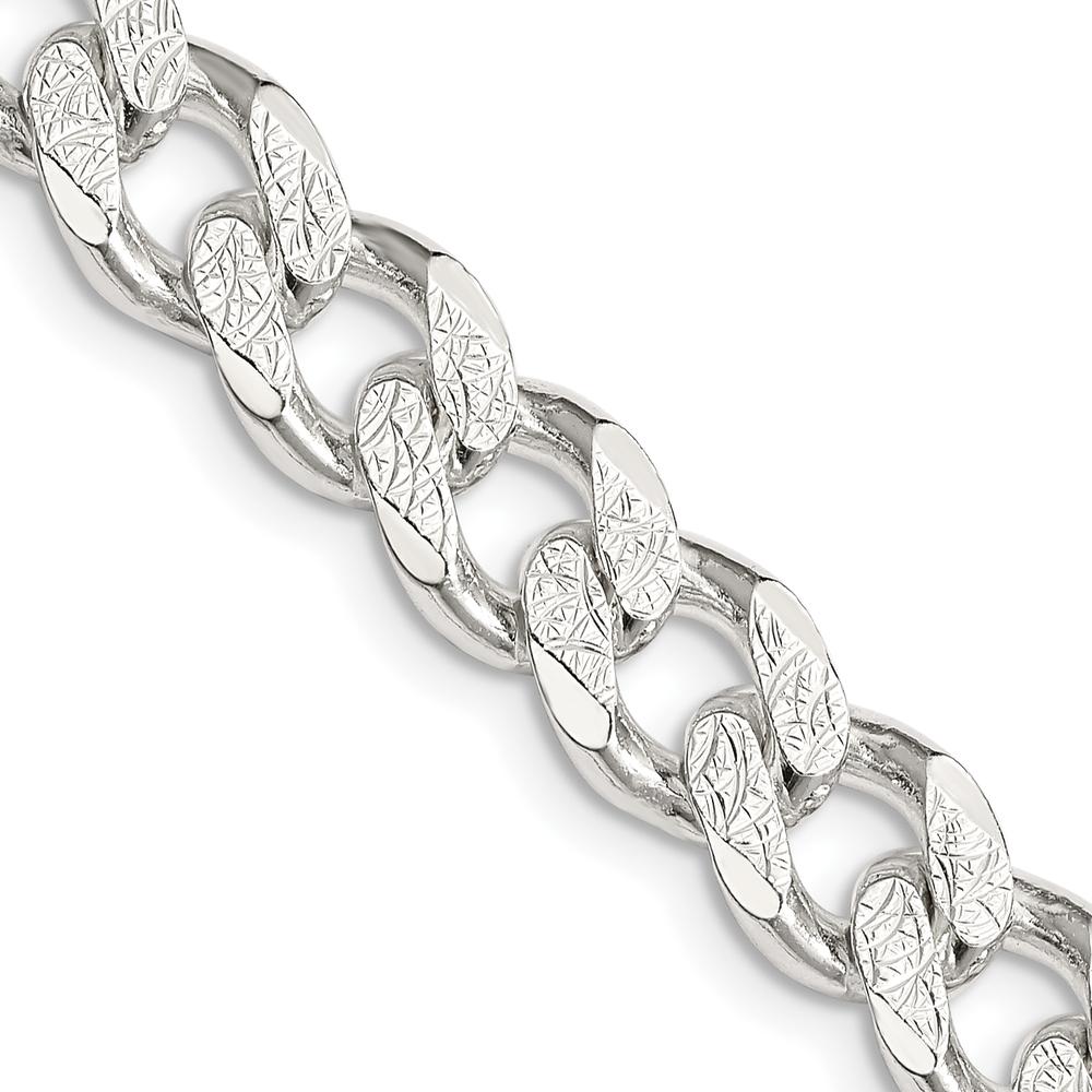 Sterling Silver 9.3mm Pavé Curb Chain Necklace - 24" by Lumare Gioia