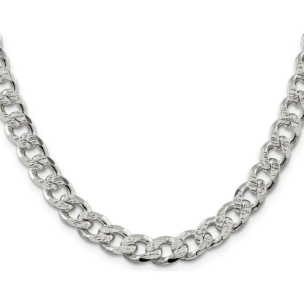 Sterling Silver 9.3mm Pavé Curb Chain Necklace - 24" by Lumare Gioia