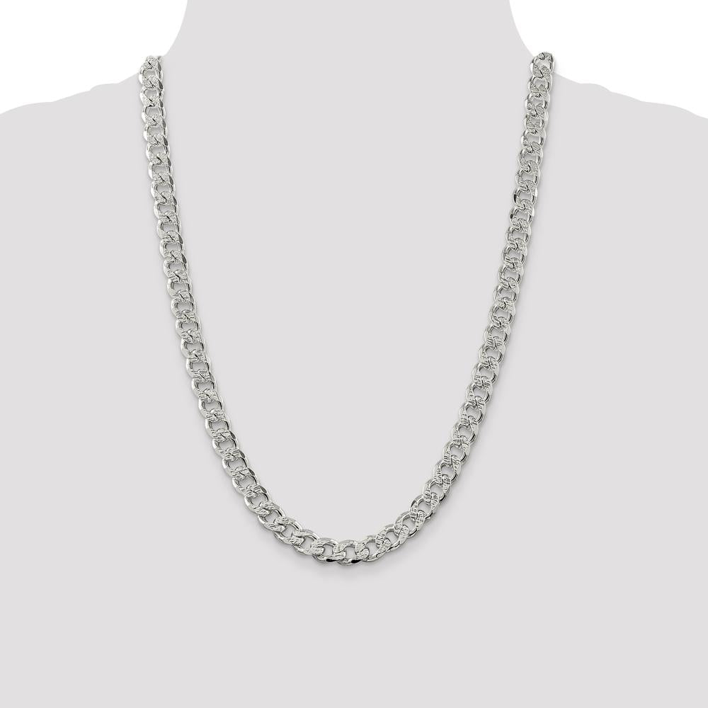 Sterling Silver 9.3mm Pavé Curb Chain Necklace - 24" by Lumare Gioia