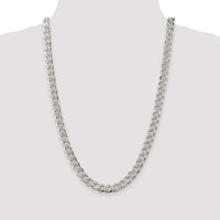 Sterling Silver 9.3mm Pavé Curb Chain Necklace with Rhodium Plating - 26 Inch by Lumare Gioia