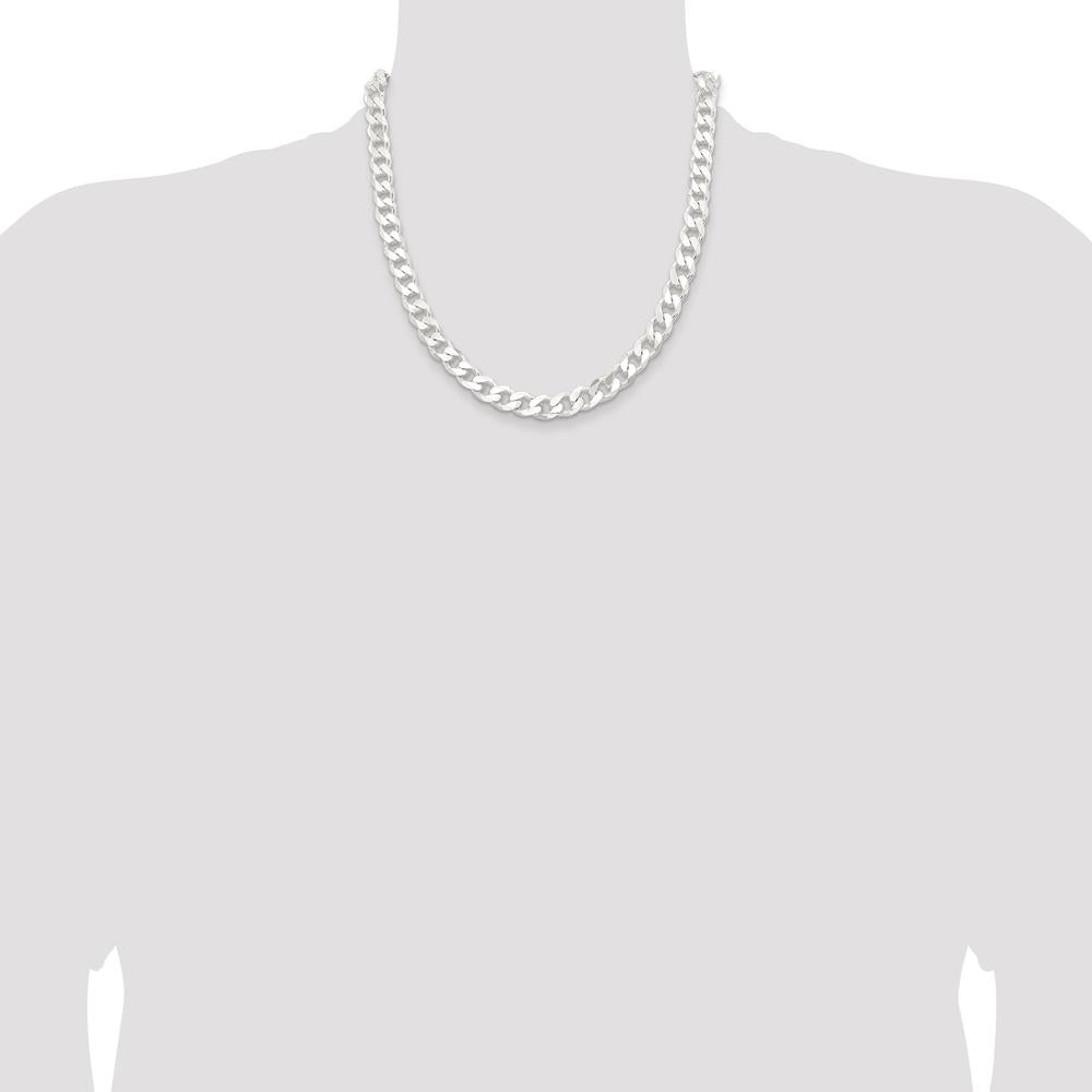 Sterling Silver 9.3mm Polished Curb Chain Necklace - 20 inches by Lumare Gioia