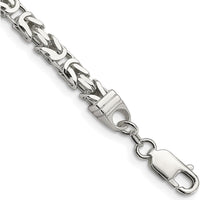 Sterling Silver 9" 5mm Byzantine Chain Bracelet with Lobster Clasp - Polished Finish by Lumare Gioia