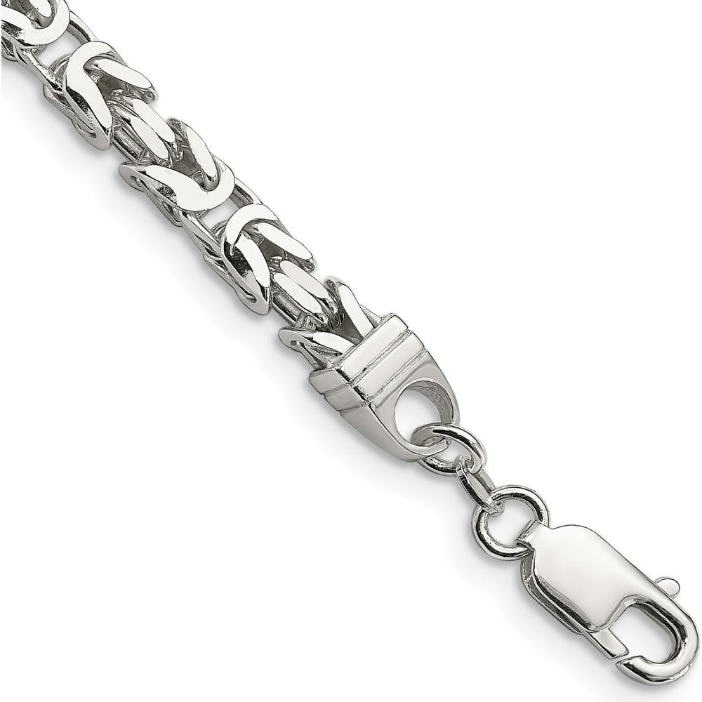 Sterling Silver 9" 5mm Byzantine Chain Bracelet with Lobster Clasp - Polished Finish by Lumare Gioia