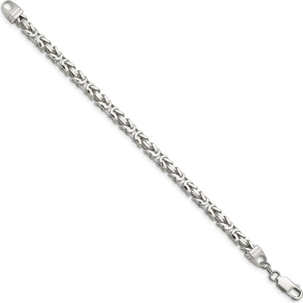 Sterling Silver 9" 5mm Byzantine Chain Bracelet with Lobster Clasp - Polished Finish by Lumare Gioia