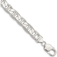 Sterling Silver 9.5mm Flat Anchor Chain Bracelet with Lobster Clasp by Lumare Gioia