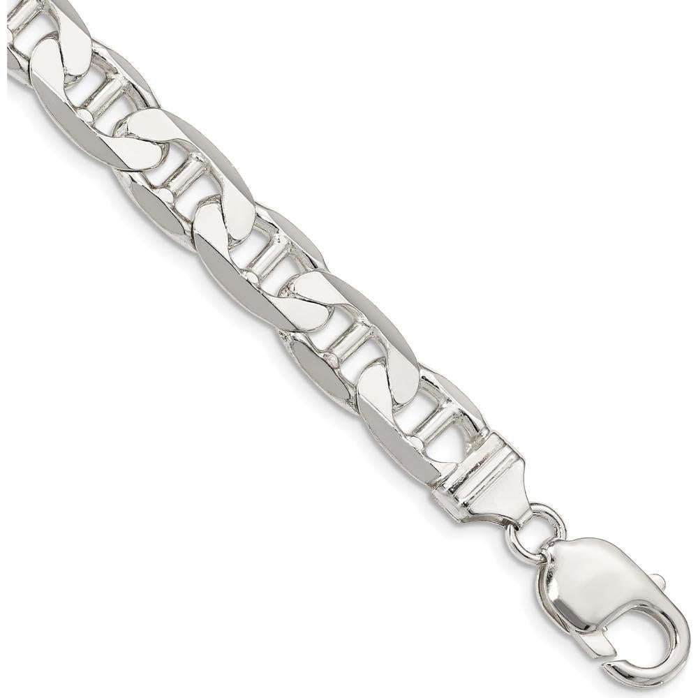 Sterling Silver 9.5mm Flat Anchor Chain Bracelet with Lobster Clasp by Lumare Gioia