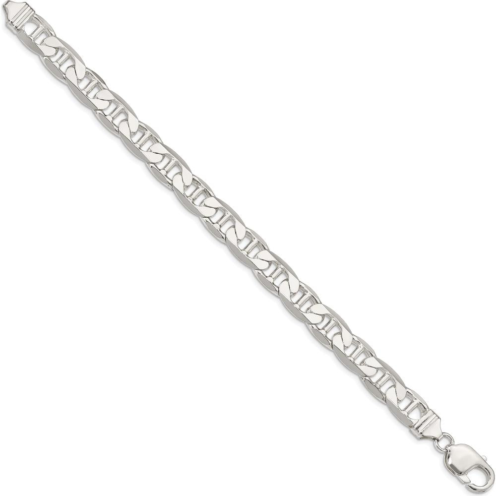 Sterling Silver 9.5mm Flat Anchor Chain Bracelet with Lobster Clasp by Lumare Gioia