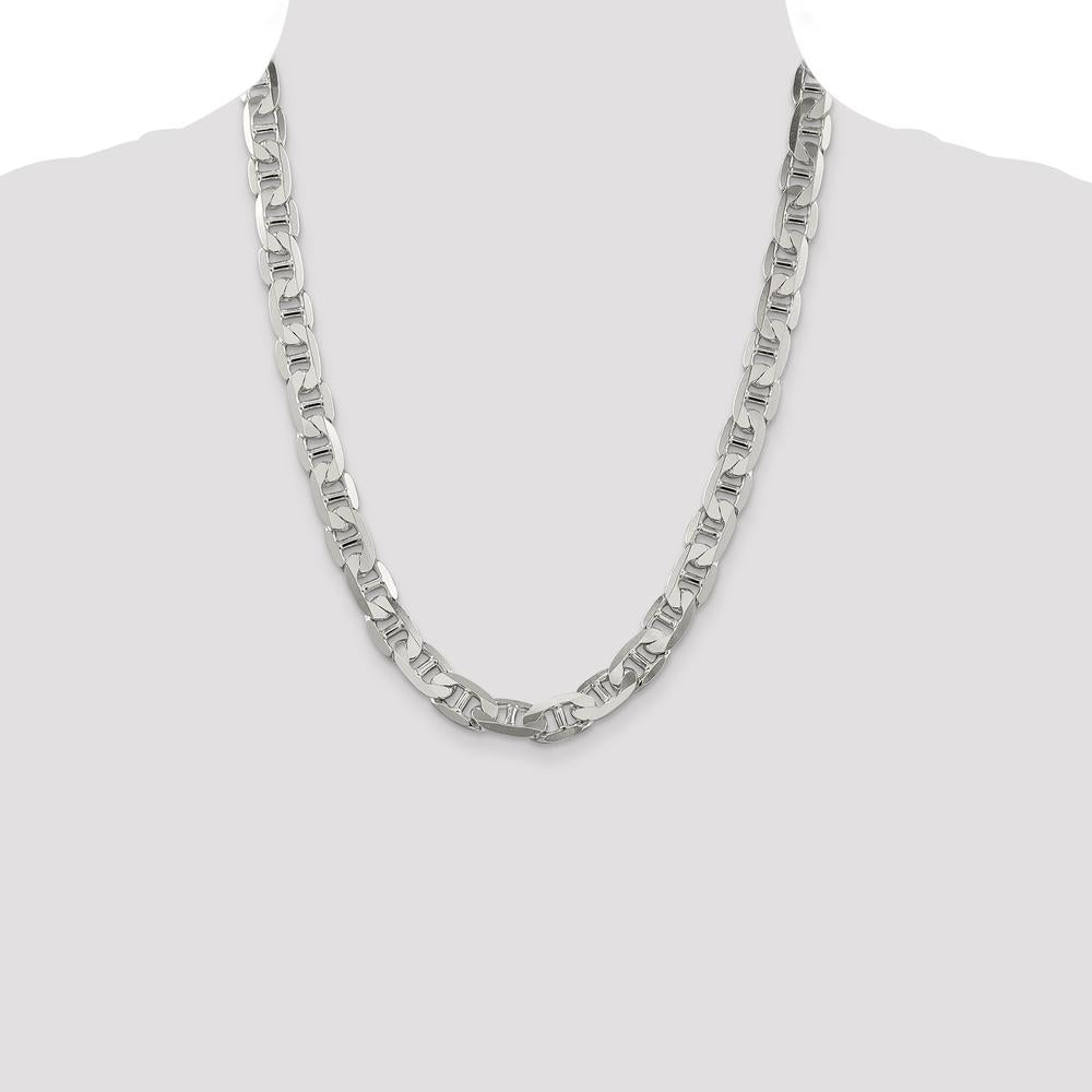 Sterling Silver 9.5mm Flat Anchor Chain Necklace - 22 Inch by Lumare Gioia