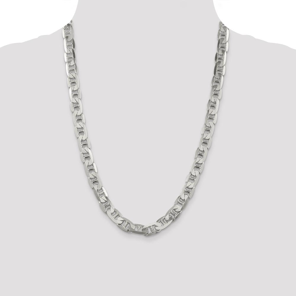 Sterling Silver 9.5mm Flat Anchor Chain Necklace - 24in Length by Lumare Gioia