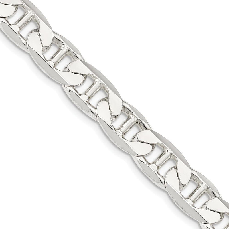 Sterling Silver 9.5mm Flat Anchor Chain Necklace - 26 Inch, Polished Finish by Lumare Gioia