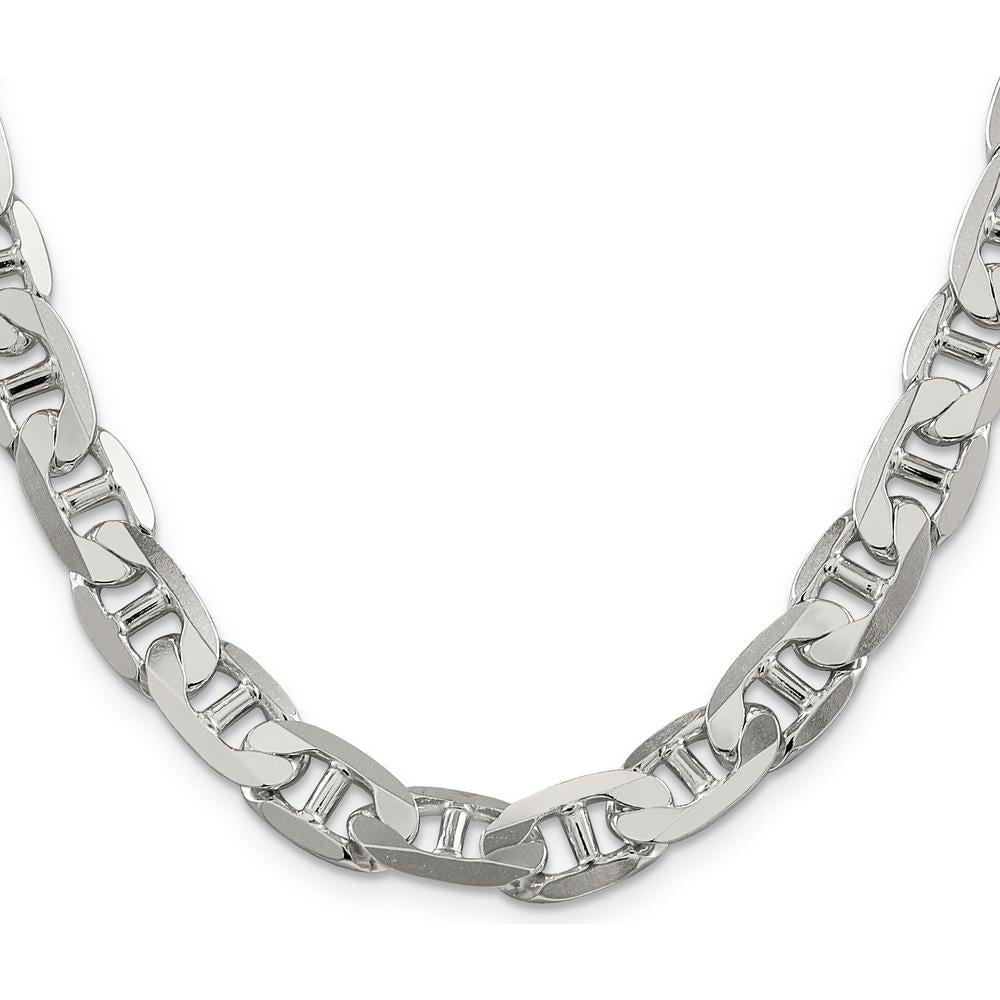 Sterling Silver 9.5mm Flat Anchor Chain Necklace - 26 Inch, Polished Finish by Lumare Gioia