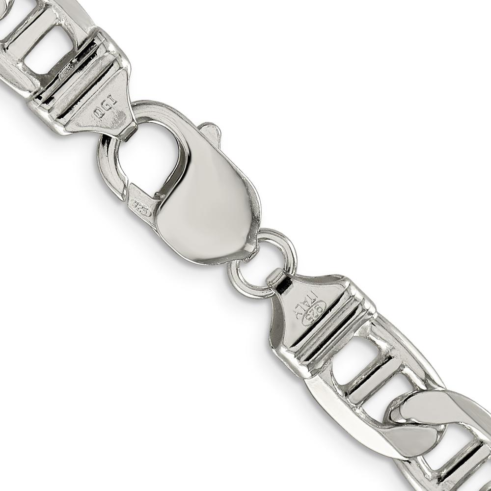 Sterling Silver 9.5mm Flat Anchor Chain Necklace - 26 Inch, Polished Finish by Lumare Gioia
