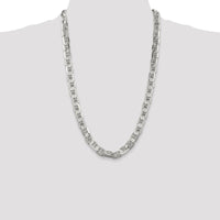 Sterling Silver 9.5mm Flat Anchor Chain Necklace - 26 Inch, Polished Finish by Lumare Gioia