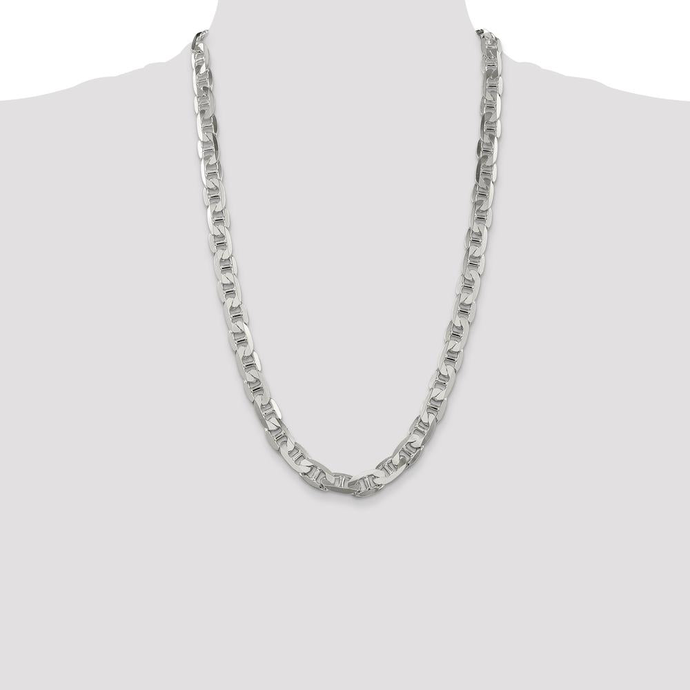 Sterling Silver 9.5mm Flat Anchor Chain Necklace - 26 Inch, Polished Finish by Lumare Gioia