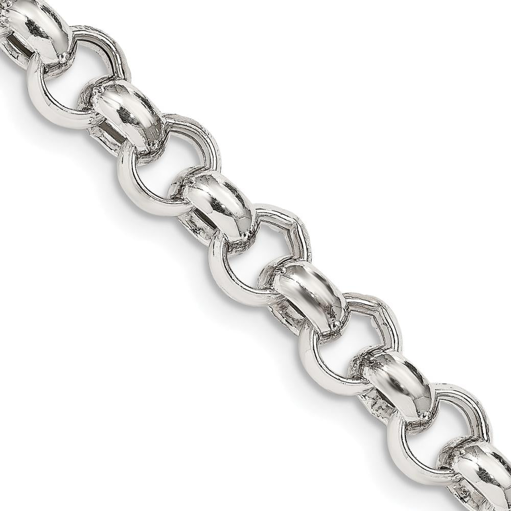 Sterling Silver 9.5mm Semi-Solid Rolo Chain with Anti-Tarnish Coating - 18 Inches by Lumare Gioia