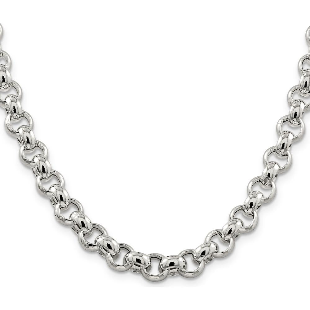 Sterling Silver 9.5mm Semi-Solid Rolo Chain with Anti-Tarnish Coating - 18 Inches by Lumare Gioia