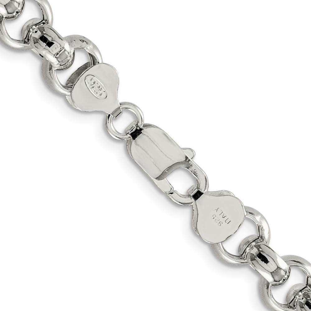 Sterling Silver 9.5mm Semi-Solid Rolo Chain with Anti-Tarnish Coating - 18 Inches by Lumare Gioia