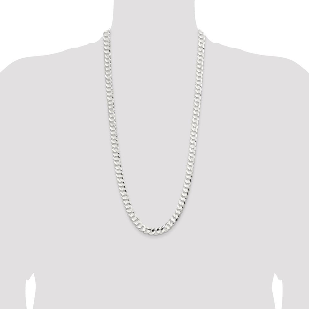 Sterling Silver 9.75mm Concave Beveled Curb Chain - 30 Inch by Lumare Gioia