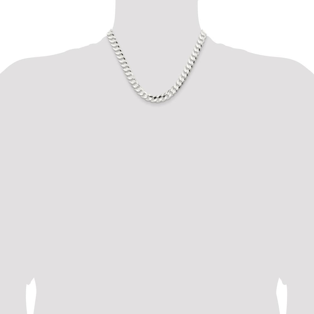Sterling Silver 9.75mm Concave Beveled Curb Chain Necklace - 18 Inch Length by Lumare Gioia