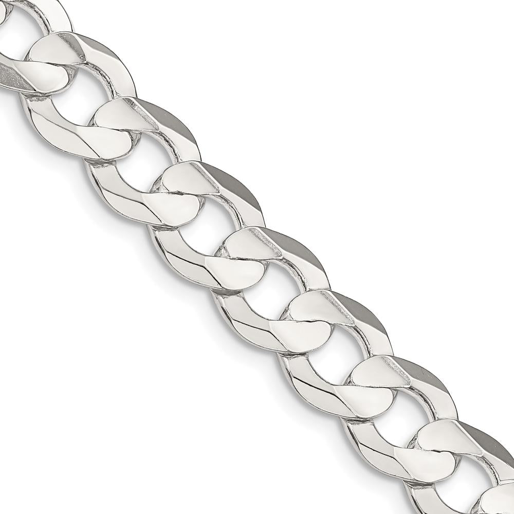 Sterling Silver 9.75mm Concave Beveled Curb Chain Necklace - 20 Inches by Lumare Gioia