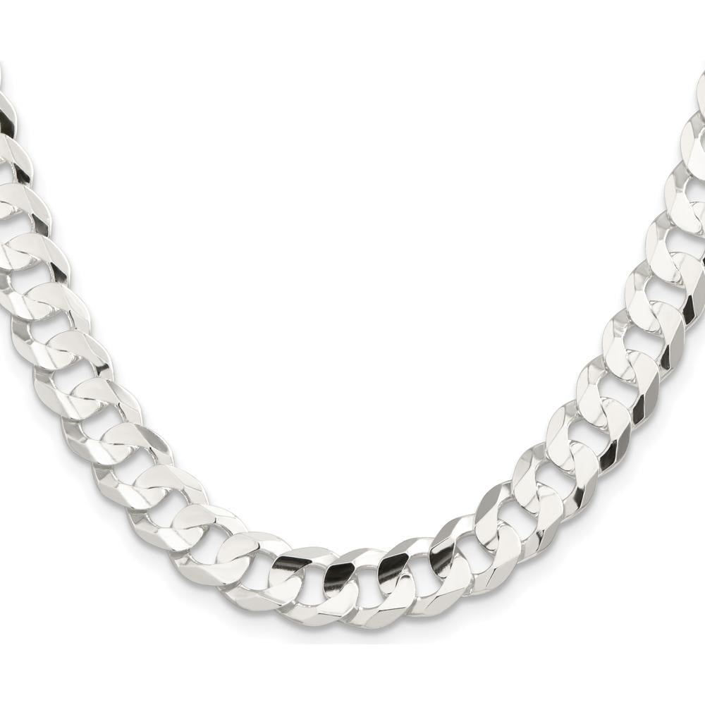 Sterling Silver 9.75mm Concave Beveled Curb Chain Necklace - 20 Inches by Lumare Gioia