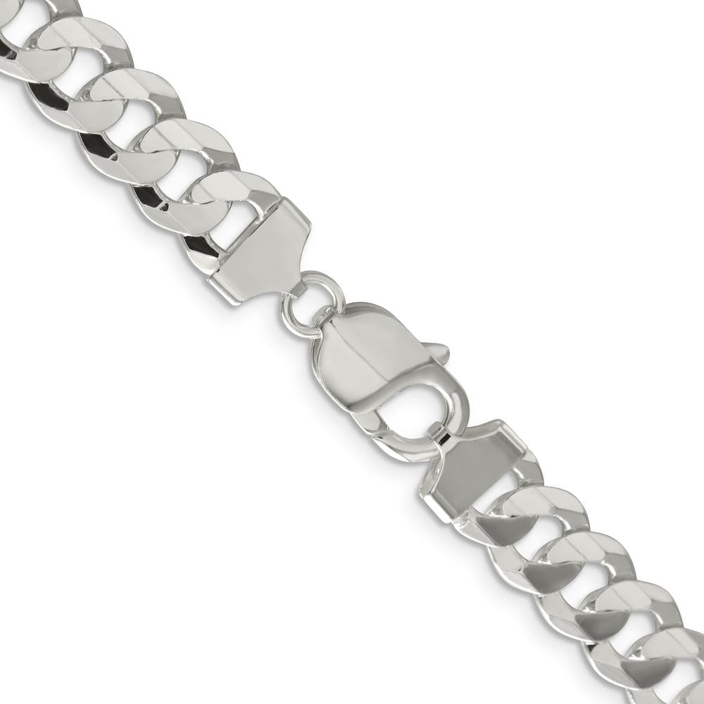 Sterling Silver 9.75mm Concave Beveled Curb Chain Necklace - 20 Inches by Lumare Gioia