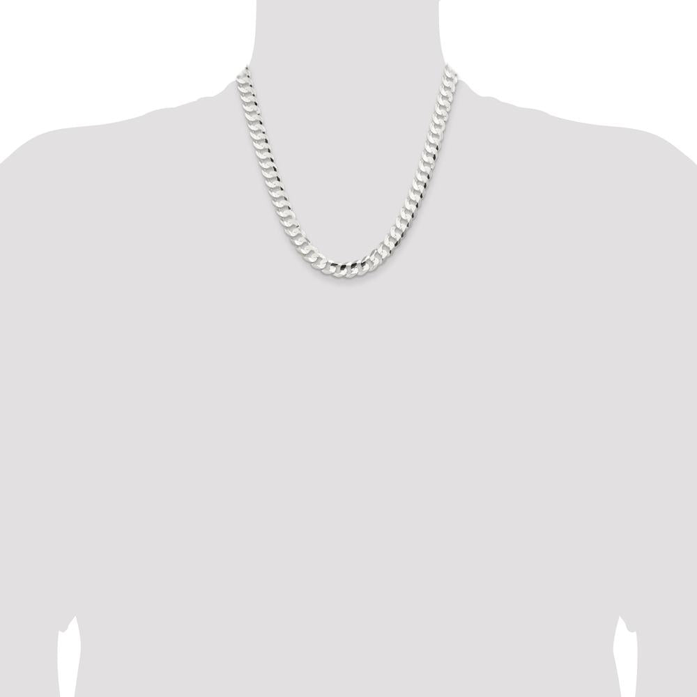 Sterling Silver 9.75mm Concave Beveled Curb Chain Necklace - 20 Inches by Lumare Gioia