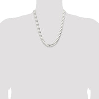 Sterling Silver 9.75mm Concave Beveled Curb Chain Necklace - 22 Inches by Lumare Gioia