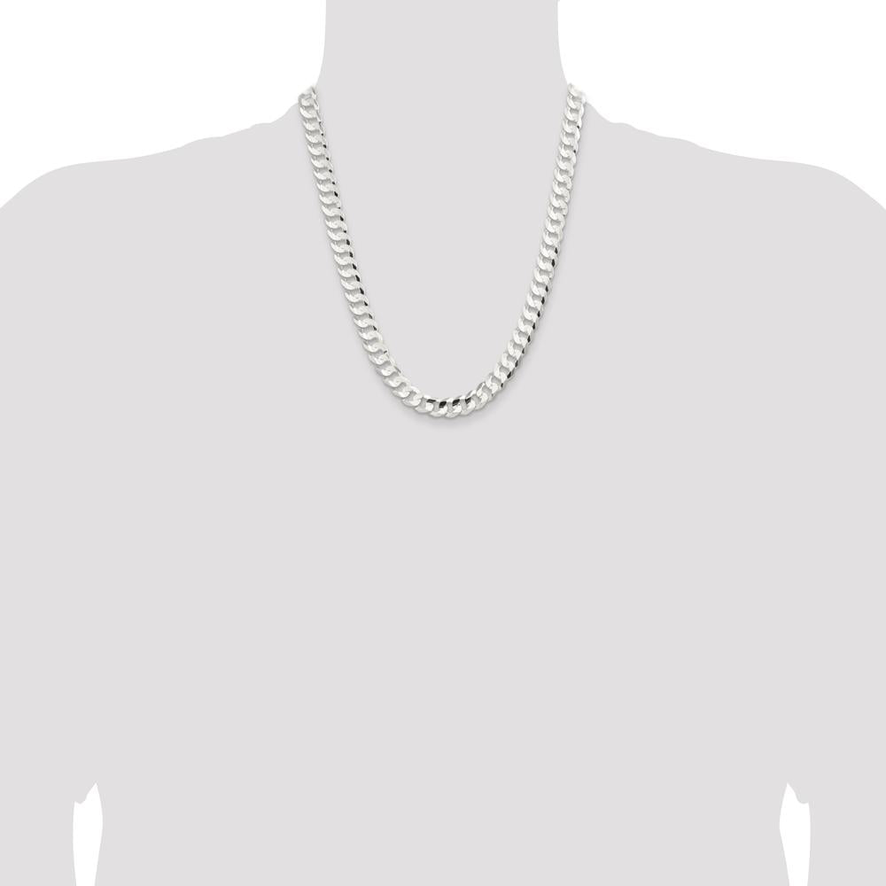 Sterling Silver 9.75mm Concave Beveled Curb Chain Necklace - 22 Inches by Lumare Gioia
