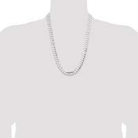 Sterling Silver 9.75mm Concave Beveled Curb Chain Necklace - 24 inches by Lumare Gioia