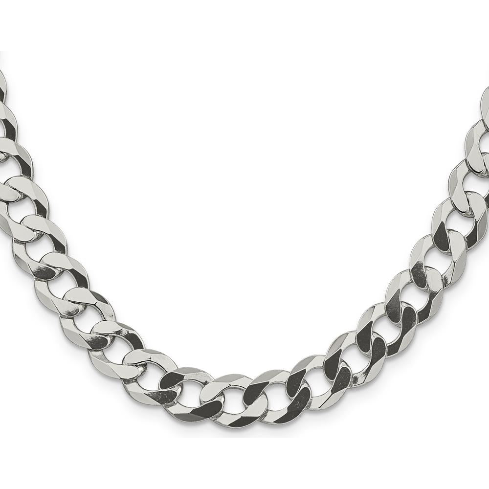 Sterling Silver 9.75mm Flat Curb Chain Necklace - 20" Length by Lumare Gioia
