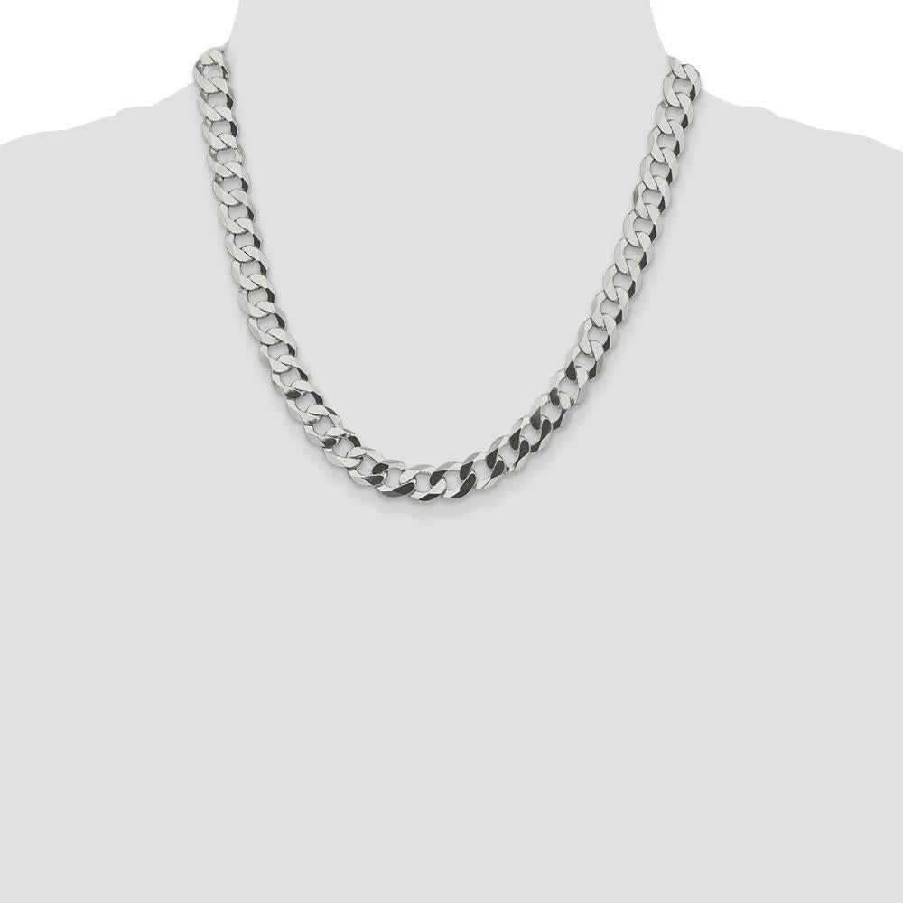 Sterling Silver 9.75mm Flat Curb Chain Necklace - 20" Length by Lumare Gioia