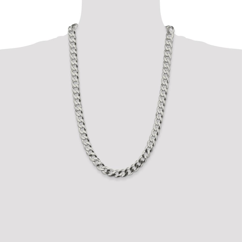 Sterling Silver 9.75mm Flat Curb Chain Necklace - 26 Inch, Polished Finish by Lumare Gioia