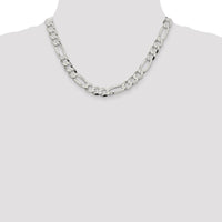 Sterling Silver 9.7mm Flat Figaro Chain Necklace - 18 Inches by Lumare Gioia