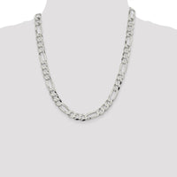 Sterling Silver 9.7mm Flat Figaro Chain Necklace 22 inches by Lumare Gioia