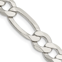 Sterling Silver 9.7mm Lightweight Flat Figaro Chain - 24 inches by Lumare Gioia