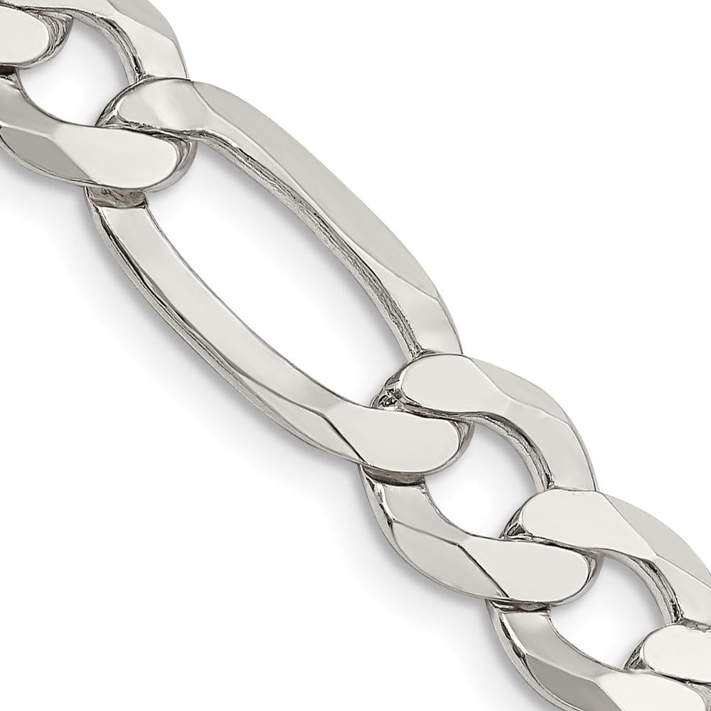 Sterling Silver 9.7mm Lightweight Flat Figaro Chain - 24 inches by Lumare Gioia
