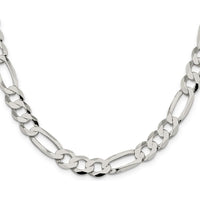 Sterling Silver 9.7mm Lightweight Flat Figaro Chain - 24 inches by Lumare Gioia