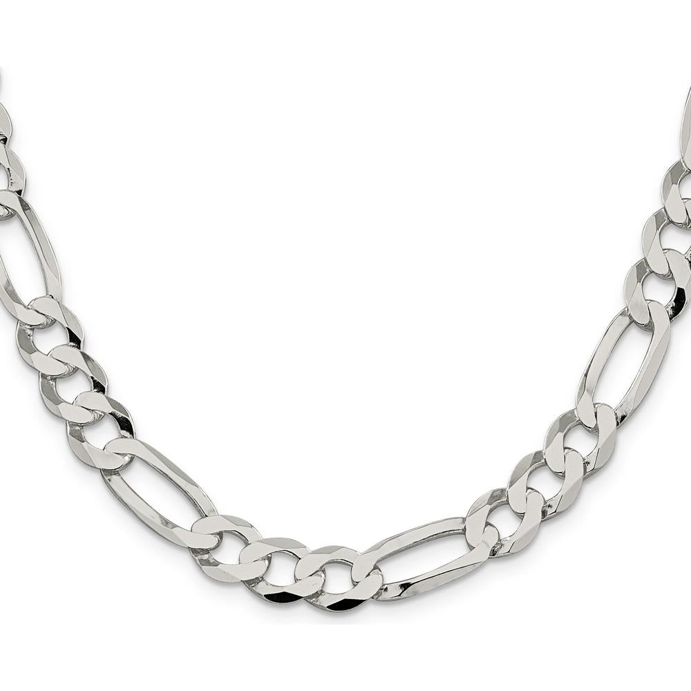 Sterling Silver 9.7mm Lightweight Flat Figaro Chain - 24 inches by Lumare Gioia