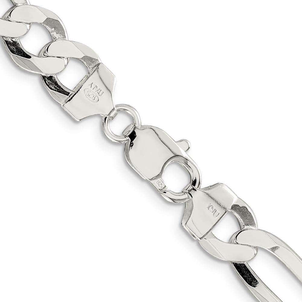Sterling Silver 9.7mm Lightweight Flat Figaro Chain - 24 inches by Lumare Gioia