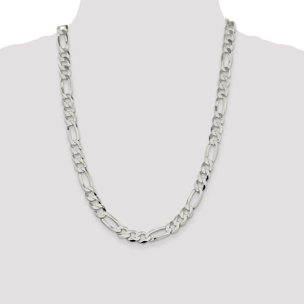 Sterling Silver 9.7mm Lightweight Flat Figaro Chain - 24 inches by Lumare Gioia