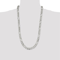 Sterling Silver 9.7mm Lightweight Flat Figaro Chain Necklace - 28 Inches by Lumare Gioia