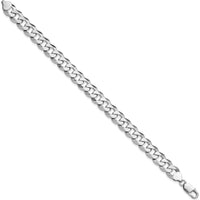 Sterling Silver 9" Beveled Curb Chain Anklet with Rhodium Plating by Lumare Gioia
