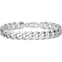 Sterling Silver 9" Beveled Curb Chain Anklet with Rhodium Plating by Lumare Gioia