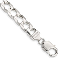 Sterling Silver 9" Diamond-Cut Square Curb Chain Bracelet by Lumare Gioia