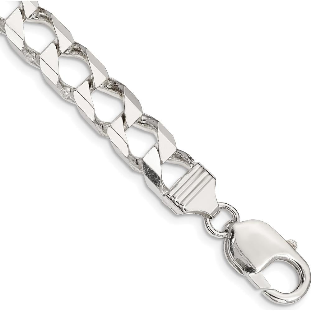 Sterling Silver 9" Diamond-Cut Square Curb Chain Bracelet by Lumare Gioia