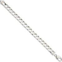 Sterling Silver 9" Diamond-Cut Square Curb Chain Bracelet by Lumare Gioia