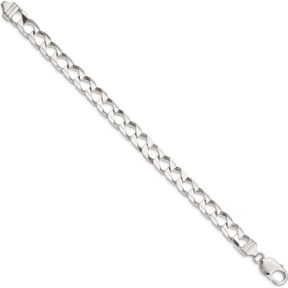 Sterling Silver 9" Diamond-Cut Square Curb Chain Bracelet by Lumare Gioia